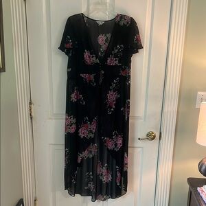 Floral Black Dress Like Cover Up